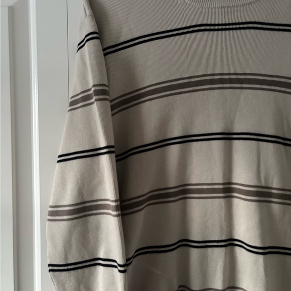 Mango Men's Cream and Brown Striped Crewneck Sweater - Picture 6 of 14